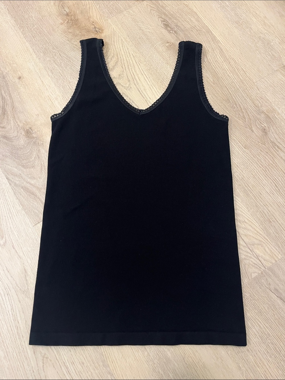 M. Rena Black Ribbed V-Neck Tank Top - Women's